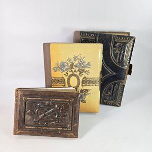 Antique Victorian Photo Albums Lot of 3 w Repairs